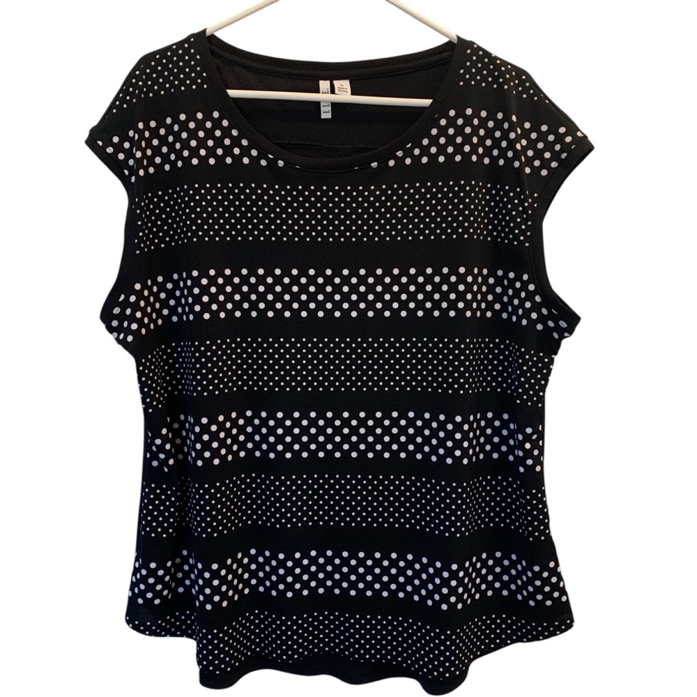 Elle Top Black and White Polka Dot Sleeveless - XL